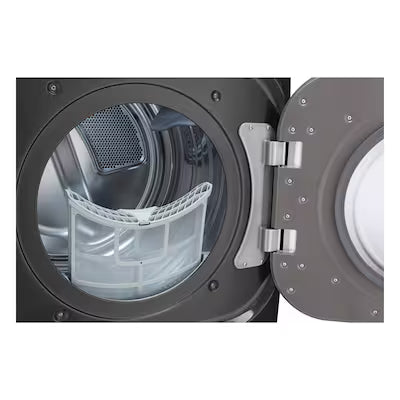 LG TurboSteam 9-cu ft Stackable Vented Electric Dryer with Steam Cycle ( Black Steel ) Model# DLEX8900B