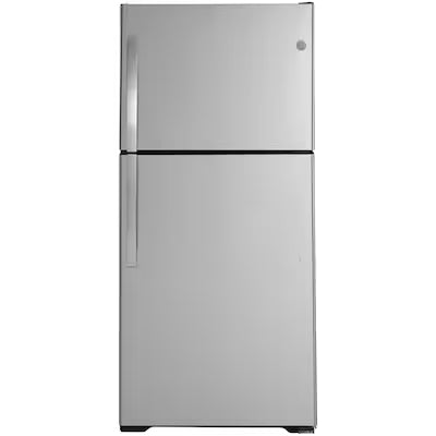 Coming Soon GE Garage-ready 21.9-cu ft Standard-Depth 33-in Wide Top-Freezer Refrigerator ( Fingerprint Resistant Stainless Steel ) Garage Ready Model# GTS22KYNRFS