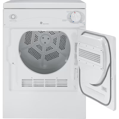 GE 3.6-cu ft Stackable Portable Vented Electric Dryer ( White on white ) Model# DSKP333ECWW