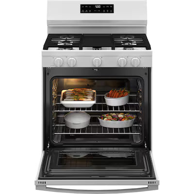 Coming Soon GE 30-in 5 burners 5.3-cu ft Freestanding Natural Gas Range ( White ) Model# GGF500PVWW